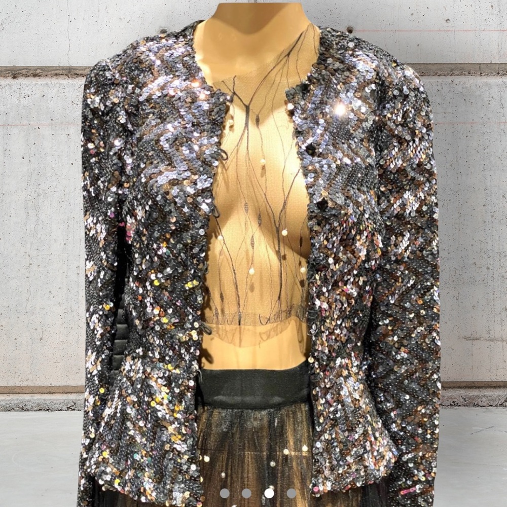 Vintage Ann Green sequin peplum jacket - Picture 4 of 8